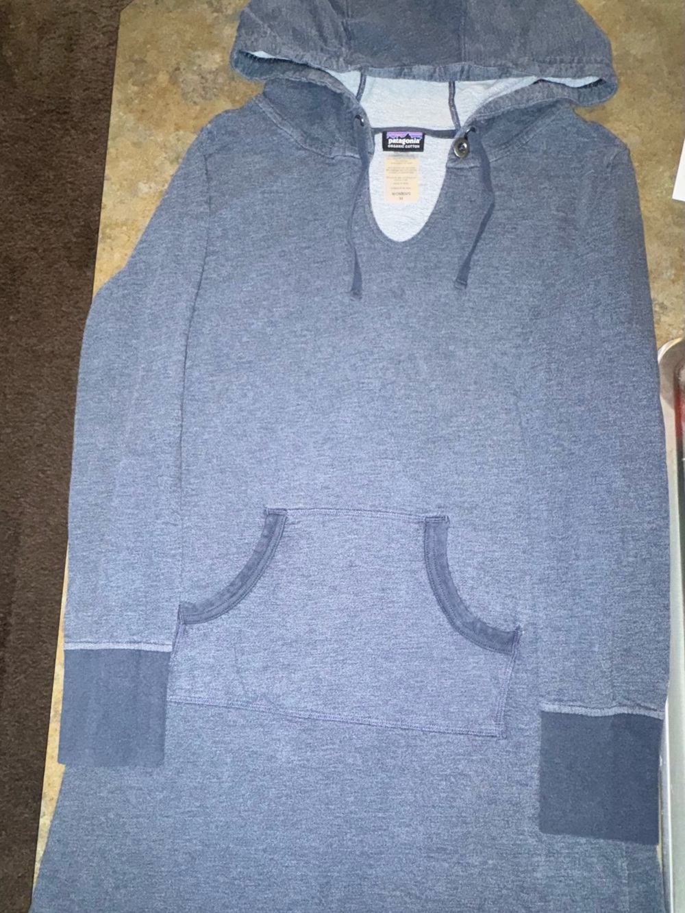 Patagonia Ahnya Organic Cotton Long Sleeve Dress in Slate Blue Black (Medium)